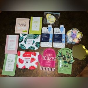 Bundle pack of booty masks, bath bombs, eye patches, and face masks.